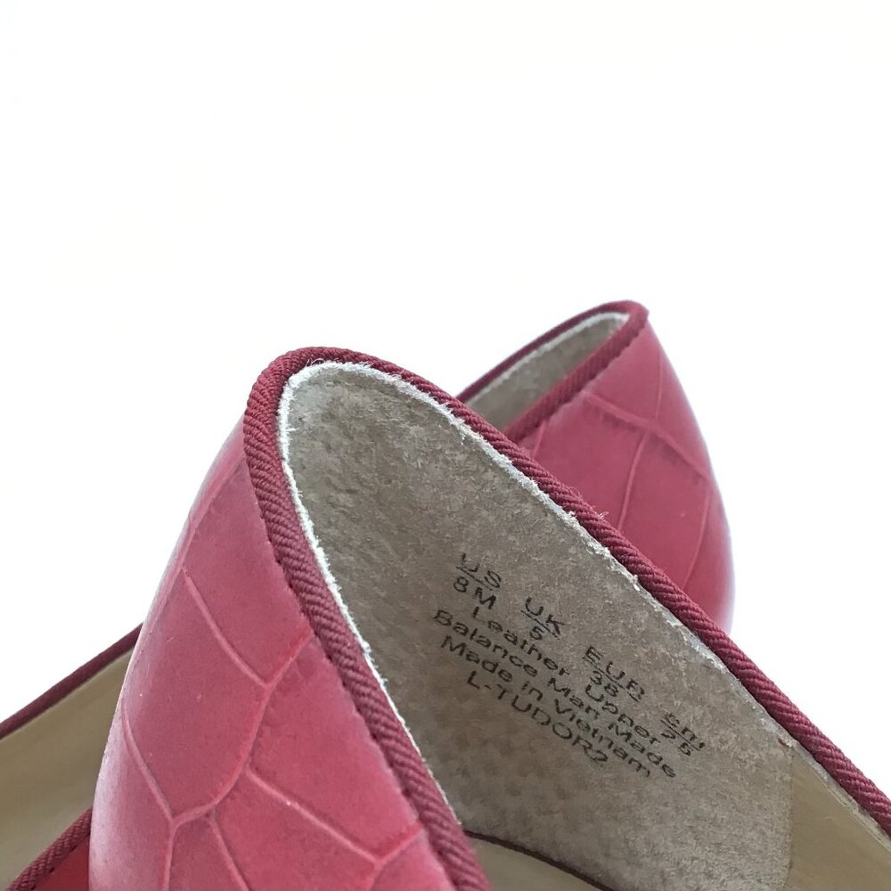 Women's 8M Franco Sarto Tudor 2 Red Leather Pumps 2.5" Heels Croc Pointy Toe - Picture 13 of 14